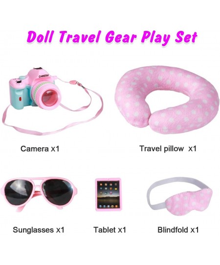 18 Inch Doll Travel Play Set - Doll Accessories with Carry on Suitcase Luggage 3 Sets of Doll Clothes Doll Travel Gear Play S...