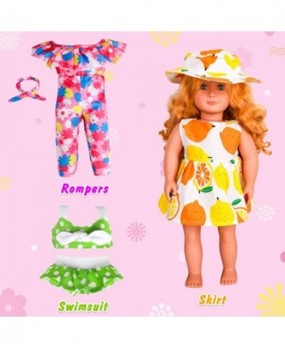 18 Inch Doll Travel Play Set - Doll Accessories with Carry on Suitcase Luggage 3 Sets of Doll Clothes Doll Travel Gear Play S...