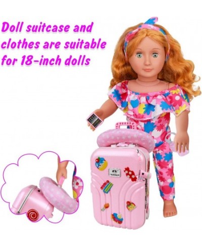 18 Inch Doll Travel Play Set - Doll Accessories with Carry on Suitcase Luggage 3 Sets of Doll Clothes Doll Travel Gear Play S...