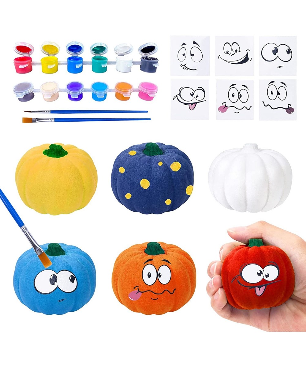 Halloween Crafts for Kids 6 Pcs DIY Coloring Paint Halloween Squishy Toys Kit Slow Rising Squishies White Pumpkins Decoration...