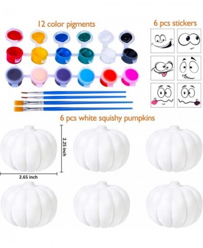 Halloween Crafts for Kids 6 Pcs DIY Coloring Paint Halloween Squishy Toys Kit Slow Rising Squishies White Pumpkins Decoration...