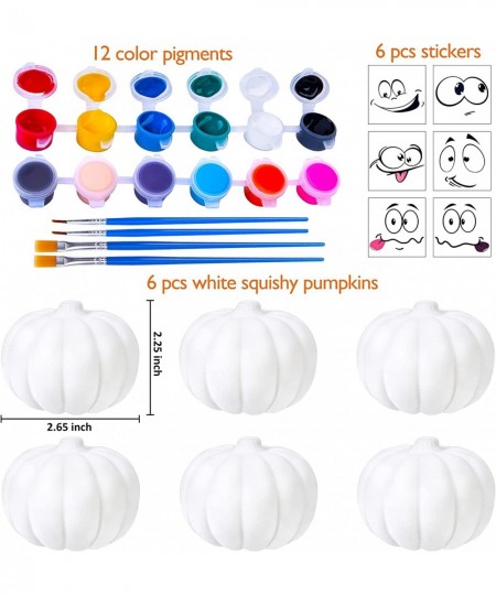 Halloween Crafts for Kids 6 Pcs DIY Coloring Paint Halloween Squishy Toys Kit Slow Rising Squishies White Pumpkins Decoration...