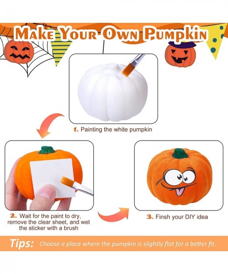 Halloween Crafts for Kids 6 Pcs DIY Coloring Paint Halloween Squishy Toys Kit Slow Rising Squishies White Pumpkins Decoration...