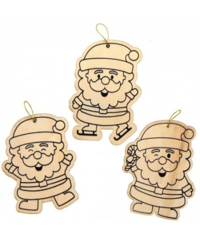 AX420 Jolly Santa Wooden Decorations - Pack of 12 Christmas Decorations for Kids to Decorate and Display Ideal Kids Arts and ...