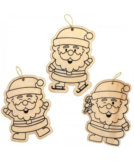 AX420 Jolly Santa Wooden Decorations - Pack of 12 Christmas Decorations for Kids to Decorate and Display Ideal Kids Arts and ...