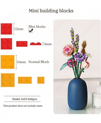 Flower Bouquet Building Kit Pink Roses Building Brick Creative Home Decoration Building Project for Adults A Unique DIY Bouqu...