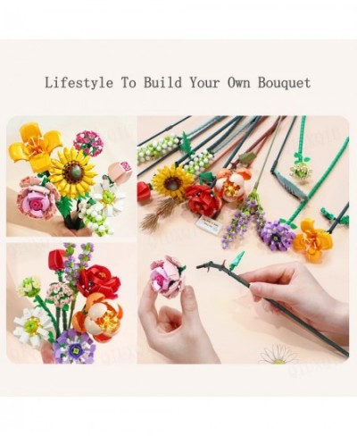 Flower Bouquet Building Kit Pink Roses Building Brick Creative Home Decoration Building Project for Adults A Unique DIY Bouqu...