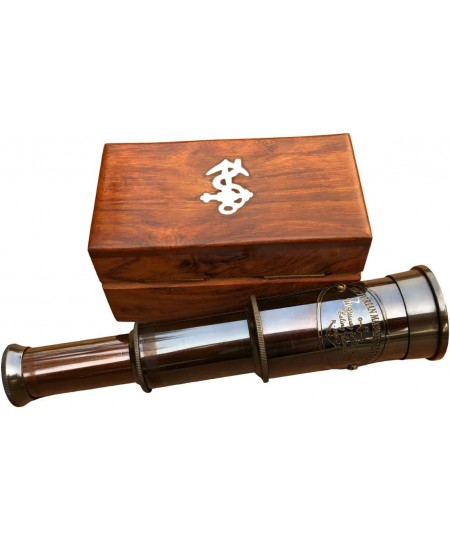 6" Handheld Brass Telescope - Pirate Navigation Wooden Box (Antique Black) $20.56 - Children's Optics