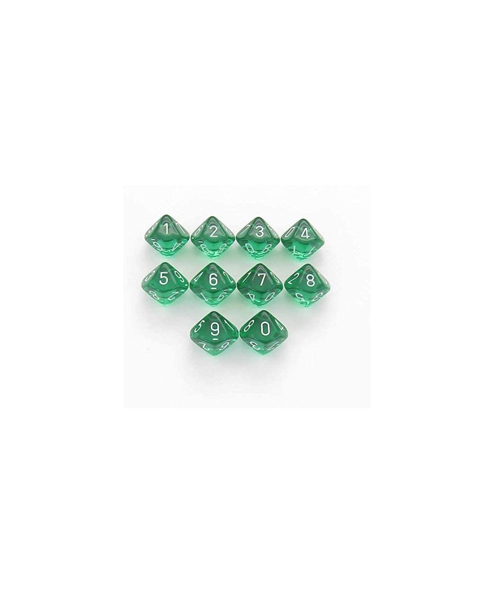 Chessex: d10 Translucent 10 Dice Set: Green and White - Revised $22.97 - Game Accessories