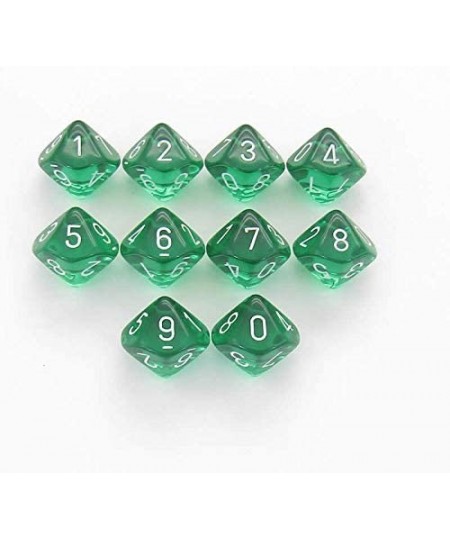 Chessex: d10 Translucent 10 Dice Set: Green and White - Revised $22.97 - Game Accessories