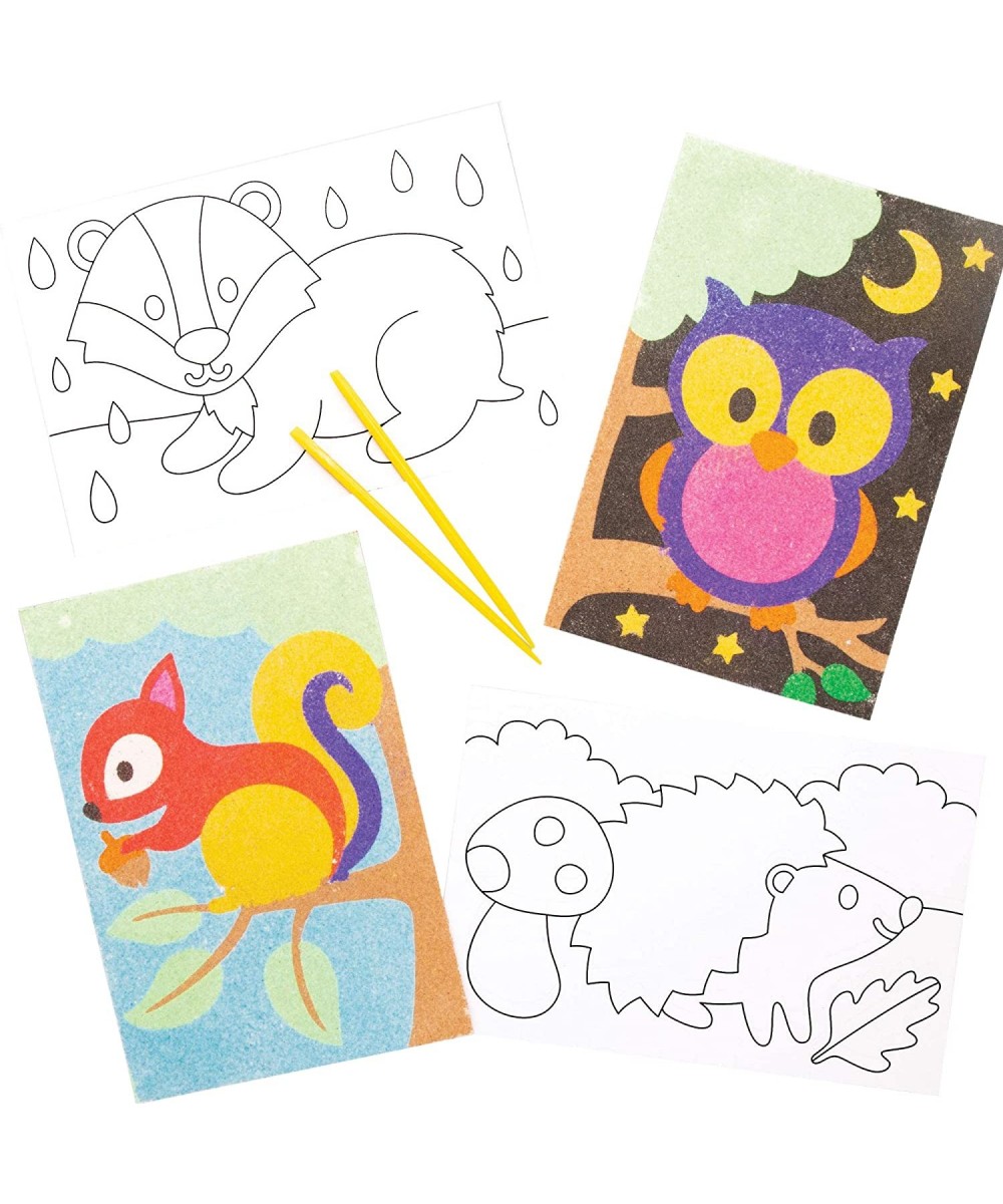 AW883 Woodland Animal Sand Art Pictures - Pack of 8 For Children to Decorate and Display Ideal Kids Arts and Crafts Project a...