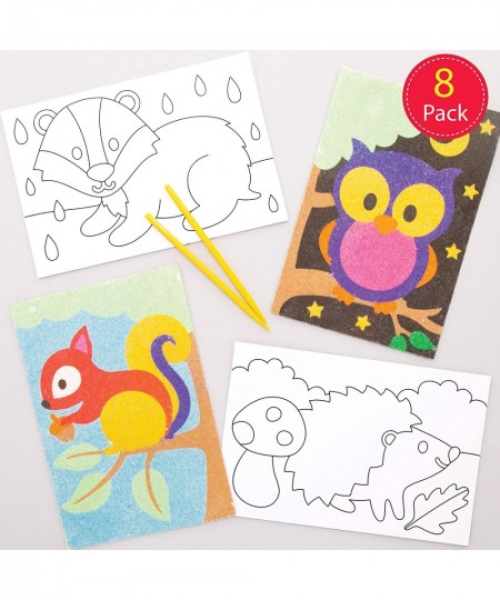 AW883 Woodland Animal Sand Art Pictures - Pack of 8 For Children to Decorate and Display Ideal Kids Arts and Crafts Project a...