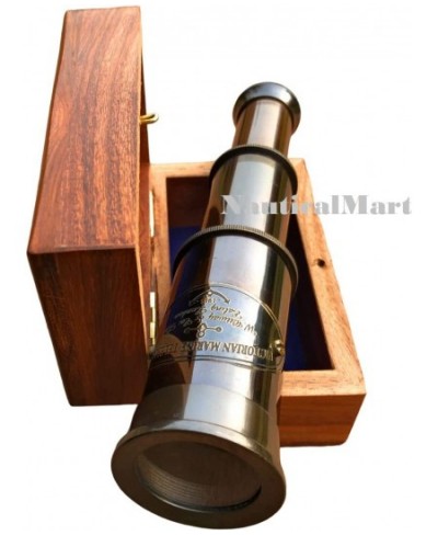 6" Handheld Brass Telescope - Pirate Navigation Wooden Box (Antique Black) $20.56 - Children's Optics