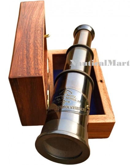 6" Handheld Brass Telescope - Pirate Navigation Wooden Box (Antique Black) $20.56 - Children's Optics