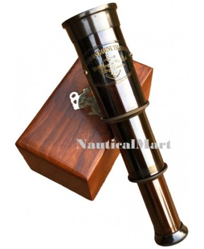 6" Handheld Brass Telescope - Pirate Navigation Wooden Box (Antique Black) $20.56 - Children's Optics