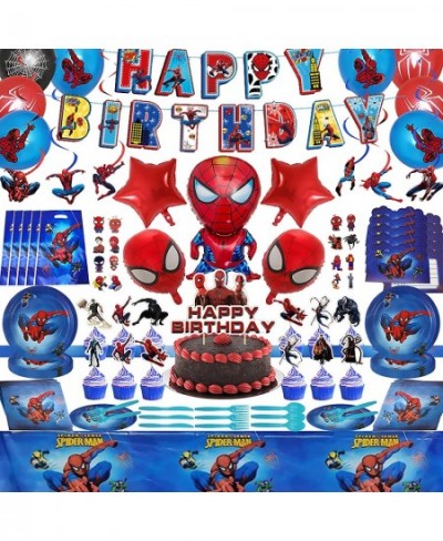 Spiderman Birthday Party Supplies 171Pcs Birthday Party Decorations For Kids Include Birthday Banner Cake Topper Cupcake Topp...