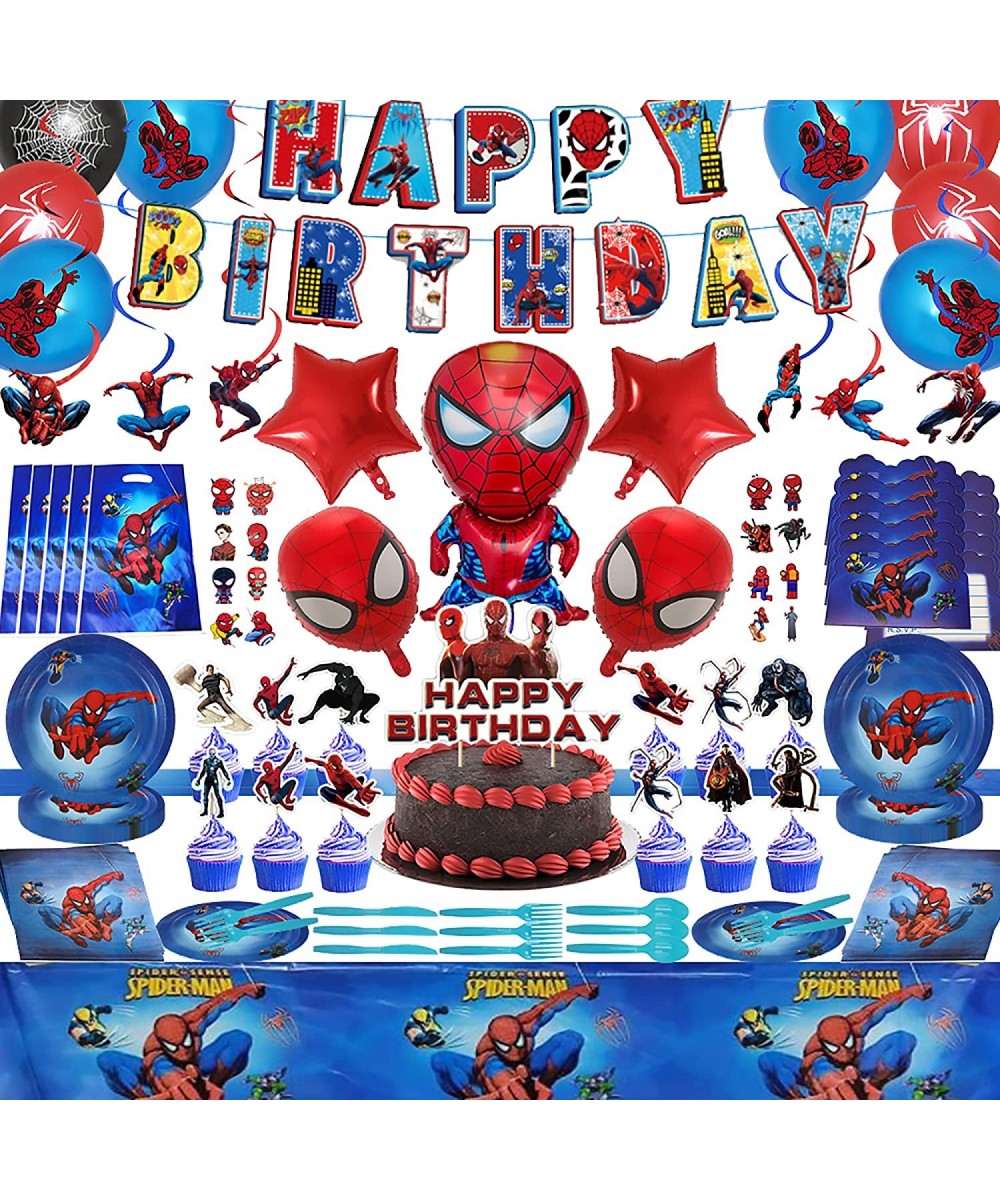 Spiderman Birthday Party Supplies 171Pcs Birthday Party Decorations For Kids Include Birthday Banner Cake Topper Cupcake Topp...