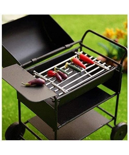 Miniature BBQ Grill Oven Model 1:12 Dollhouse Cooking Tool Garden Decoration Kicthen Accessories Roasting Cart Firewood Rack ...