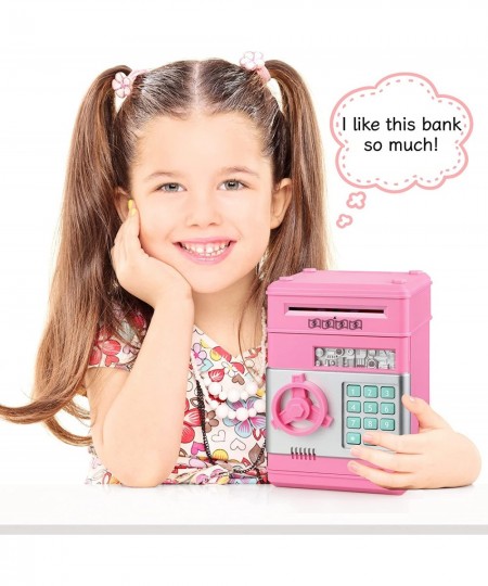 Piggy Bank Girls Toys Gifts for 4 5 6 7 8 Year Old Girls Electronic Mini ATM Machine Piggy Bank for Real Money Coin Bank with...