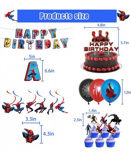 Spiderman Birthday Party Supplies 171Pcs Birthday Party Decorations For Kids Include Birthday Banner Cake Topper Cupcake Topp...