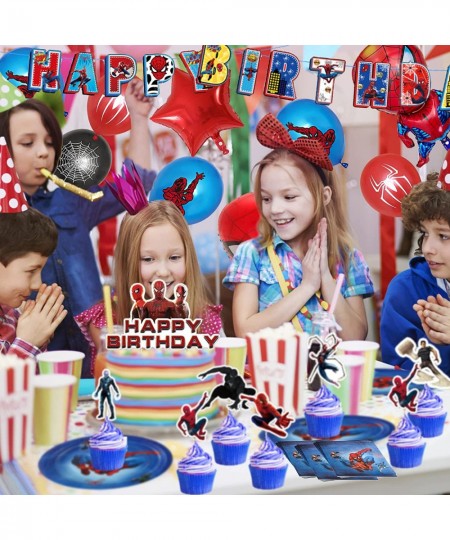 Spiderman Birthday Party Supplies 171Pcs Birthday Party Decorations For Kids Include Birthday Banner Cake Topper Cupcake Topp...