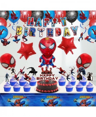 Spiderman Birthday Party Supplies 171Pcs Birthday Party Decorations For Kids Include Birthday Banner Cake Topper Cupcake Topp...