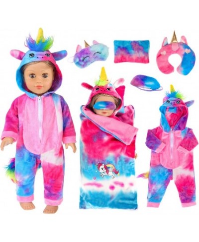 18 inch Doll Clothes and Accessories-Unicorn Doll Costume Colorful Tie-Dyed Pajamas Sleeping Bag Set for 18 inch Girl Doll Mo...