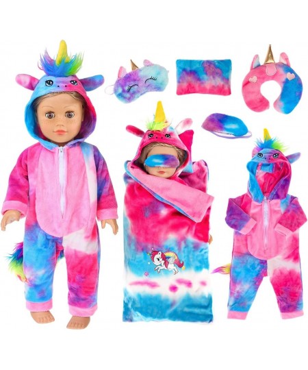 18 inch Doll Clothes and Accessories-Unicorn Doll Costume Colorful Tie-Dyed Pajamas Sleeping Bag Set for 18 inch Girl Doll Mo...