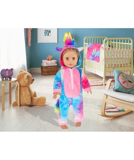 18 inch Doll Clothes and Accessories-Unicorn Doll Costume Colorful Tie-Dyed Pajamas Sleeping Bag Set for 18 inch Girl Doll Mo...