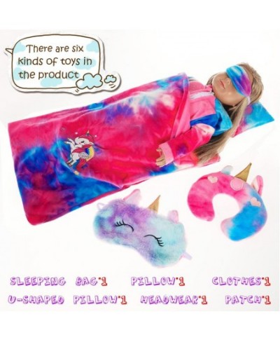 18 inch Doll Clothes and Accessories-Unicorn Doll Costume Colorful Tie-Dyed Pajamas Sleeping Bag Set for 18 inch Girl Doll Mo...