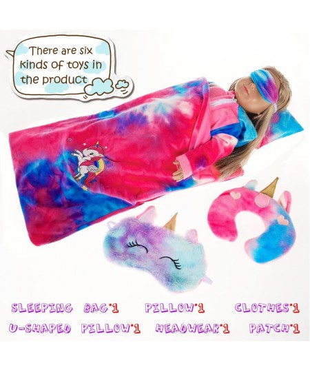 18 inch Doll Clothes and Accessories-Unicorn Doll Costume Colorful Tie-Dyed Pajamas Sleeping Bag Set for 18 inch Girl Doll Mo...