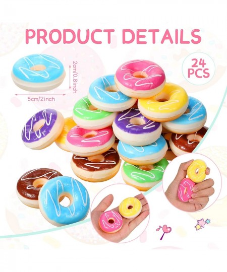 24 Pcs Rainbow Donut Stress Balls Stress Relief Donut Squishies for Kids Slow Rising Party Supplies 2 x 0.8 Inches Fake Donut...