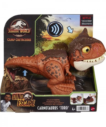 Jurassic World Camp Cretaceous Chompin’ Carnotaurus Toro Dinosaur Action Figure Toy Gift with Button-Activated Chomping and O...