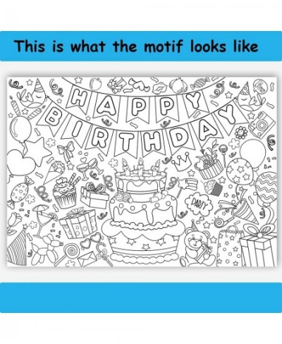 Happy Birthday Coloring Poster with 24 pcs (12 Colors) Paint Pens - 33 x 47 Inches Jumbo Paper Coloring Banner or Tablecloth ...