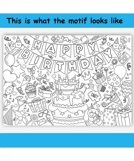 Happy Birthday Coloring Poster with 24 pcs (12 Colors) Paint Pens - 33 x 47 Inches Jumbo Paper Coloring Banner or Tablecloth ...