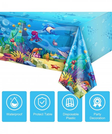 3 Pieces Sea Party Tablecloth Plastic Ocean Animals Table Cover Underwater Creatures Ocean Sea Life Tablecloth for Kids Ocean...