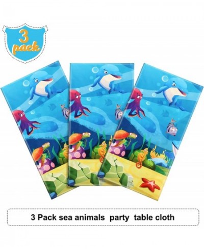 3 Pieces Sea Party Tablecloth Plastic Ocean Animals Table Cover Underwater Creatures Ocean Sea Life Tablecloth for Kids Ocean...