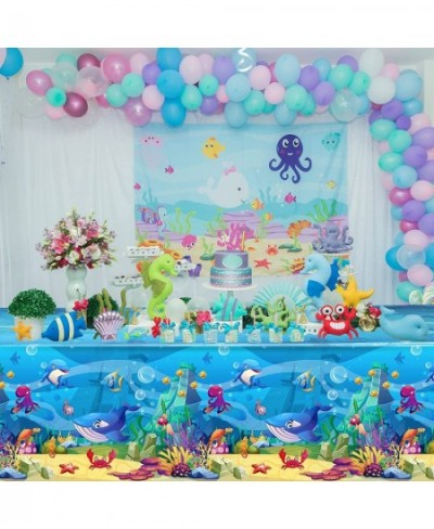 3 Pieces Sea Party Tablecloth Plastic Ocean Animals Table Cover Underwater Creatures Ocean Sea Life Tablecloth for Kids Ocean...