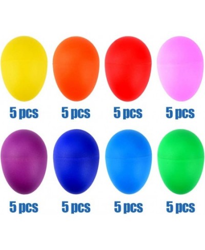 40PCS Plastic Egg Shakers Percussion Musical Maracas Easter Eggs with a Storage Bag for Toys Music Learning DIY Painting(8 Di...