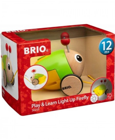 Infant Toddler 30255 - Pull Along Light Up Firefly - Wood Pull Along Toy with Light Up Function for for Kids Ages 1 and Up Bl...