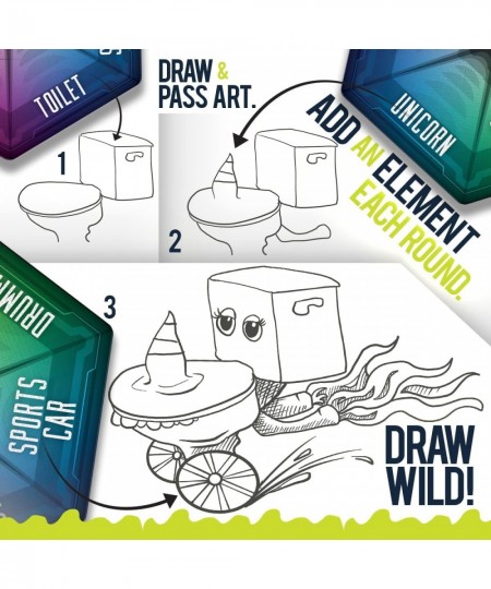 SketchaMoley Silliest Family Drawing Game! 1-6+ Players. 66 Prompt Cards. Creative Fun Activity Mashup Art Class for Wild Ima...