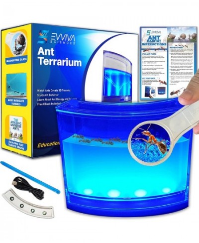 Evviva Ant Habitat W/ LED Light. Enjoy A Magnificent Habitat. Great for Kids & Adults. Evviva Ant Ecosystem W/ Enhanced Blue ...