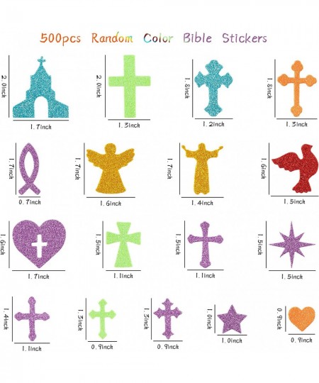 500pcs Christian Glitter Stickers Foam Self-Adhesive Bible Multi-Colour Art Craft Project Assorted Glittery Sticky Embellishm...