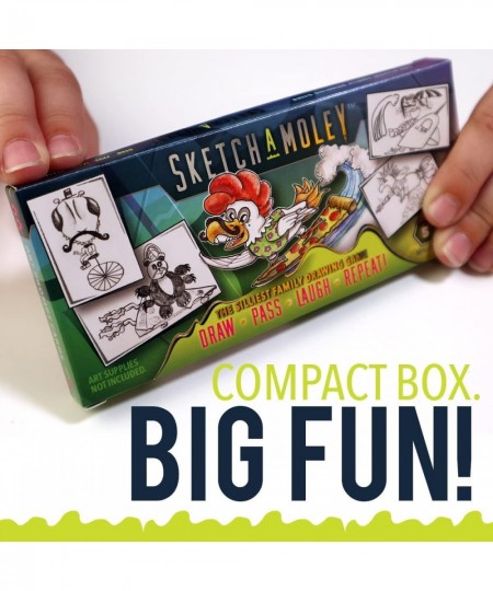 SketchaMoley Silliest Family Drawing Game! 1-6+ Players. 66 Prompt Cards. Creative Fun Activity Mashup Art Class for Wild Ima...