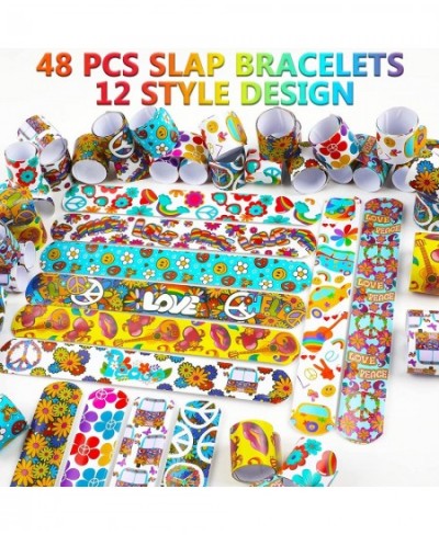 60s Hippie Party Favors Party Slap Bracelets Retro Flower Slap Bracelets Wristband for Kids Classroom Gifts Exchanging Gift B...