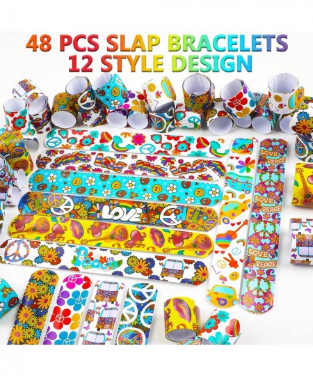 60s Hippie Party Favors Party Slap Bracelets Retro Flower Slap Bracelets Wristband for Kids Classroom Gifts Exchanging Gift B...