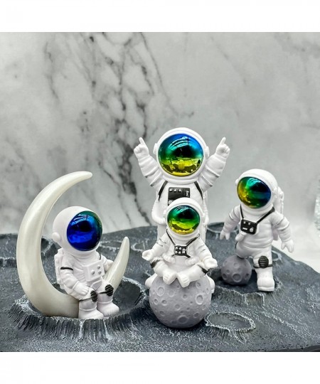 4 Pcs Astronaut Figurines Cake Topper Miniature Astronaut Toys Space Cake Topper Spaceman Statues for Home Desktop Decor Spac...