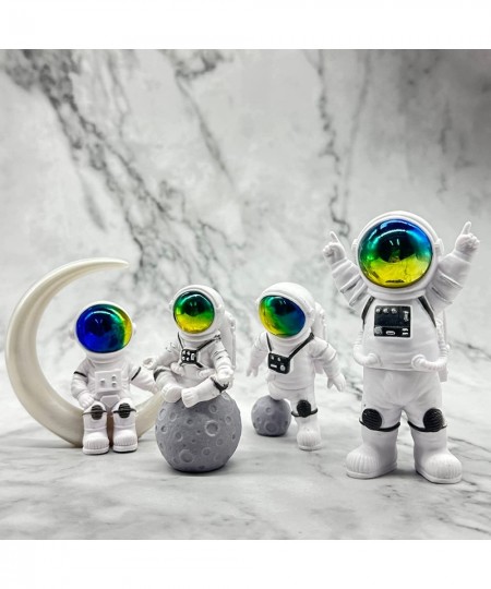 4 Pcs Astronaut Figurines Cake Topper Miniature Astronaut Toys Space Cake Topper Spaceman Statues for Home Desktop Decor Spac...