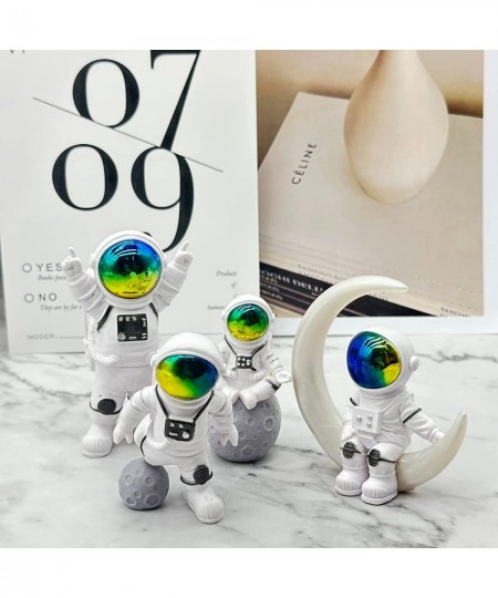 4 Pcs Astronaut Figurines Cake Topper Miniature Astronaut Toys Space Cake Topper Spaceman Statues for Home Desktop Decor Spac...