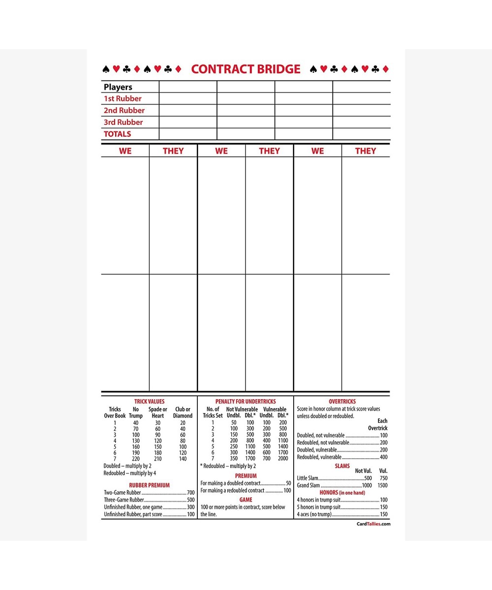 Contract Bridge Score Pads Large Size (5 Pads 50 Sheets Each) Enjoy The Original. Made in The USA. $39.65 - Game Accessories